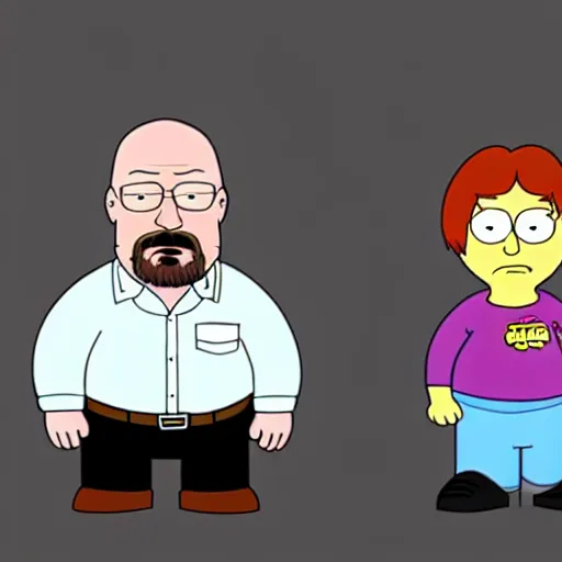 Image similar to Walter White in the style of Family Guy, cartoon