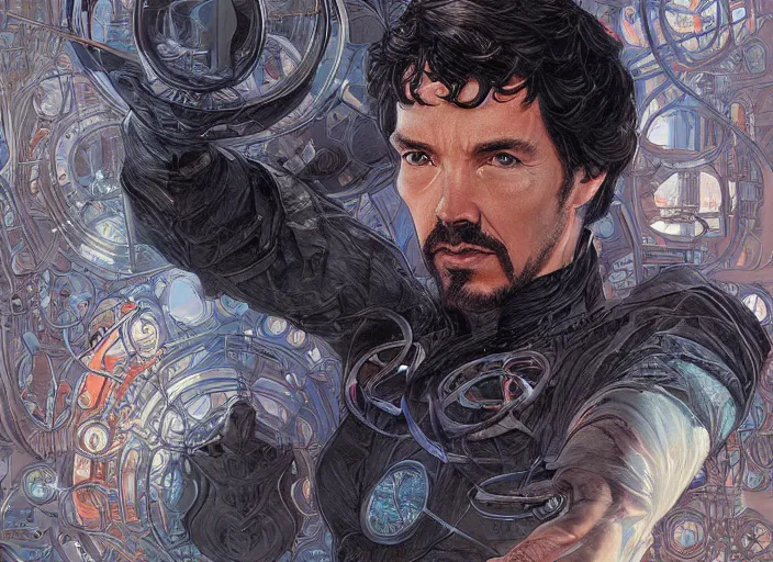 Image similar to a highly detailed futuristic portrait of stephen strange, james gurney, james jean