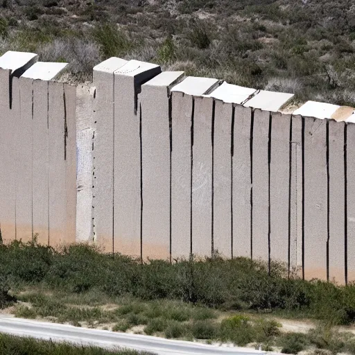 Image similar to Satellite image of the Donald Trump Border Wall, made of solid concrete and 50 feet high