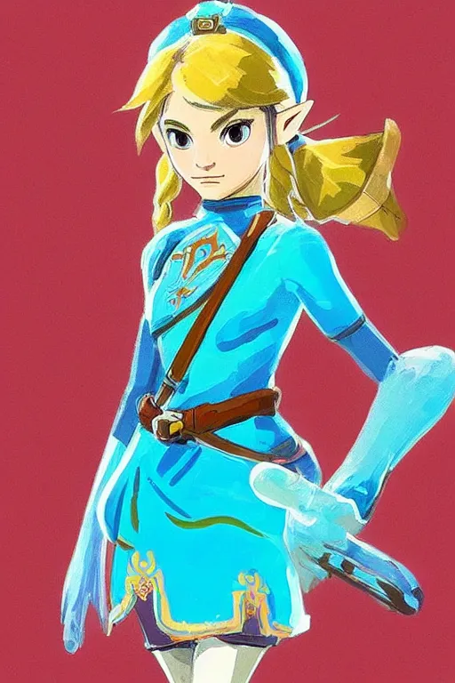 Image similar to an in game portrait of madeleine celeste from the legend of zelda breath of the wild, breath of the wild art style.