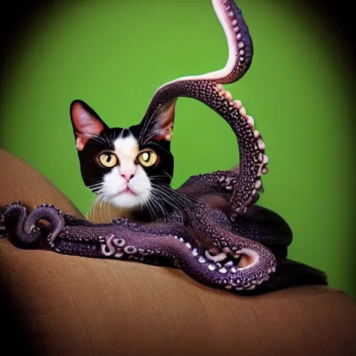 Image similar to an octopus - cat - hybrid, animal photography