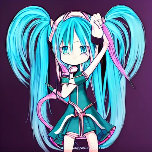 Prompt: Hatsune Miku in Arcane style