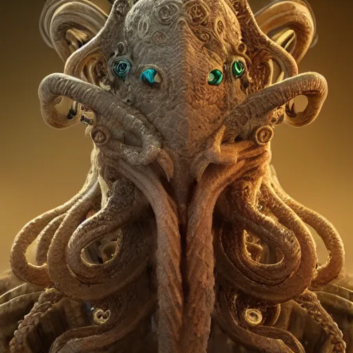 Image similar to a ancient cthulhu goddess, fantasy, intricate, highly detailed, artstation, zbrush, concept art, smooth, octane render sharp focus, full color