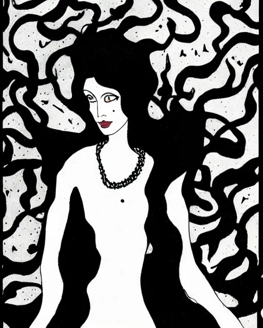 Image similar to the sandman dream of the endless illustrated in the style of aubrey beardsley