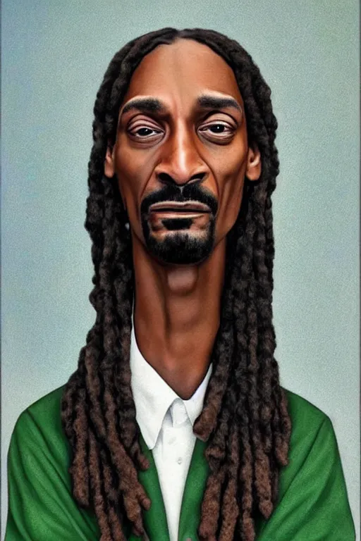 Image similar to ultra realistic snoop dogg face portrait in the style of grant wood