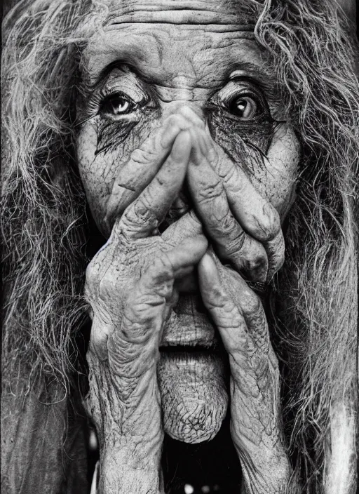 Image similar to strange ugly tough looking woman with piercings walking down the street in New York. older person, raggedy clothes, crackhead, struggle, somebodys grandma probably, award winning photography, high detail, photography by Annie Leibovitz, Ansel Adams, Mary Ellen Mark