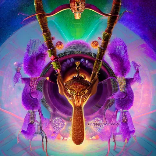 Image similar to detailed image of the god thoth, dye transfer style, insects and crystals deflecting light, deep jewel tones, cinematic lighting, epic composition, hyper realistic, extreme detail, esoteric symbolism, ultra high quality, 3 d render, 8 k, by tyler edlin, by cory loftis, by cyril rolendo and rhads