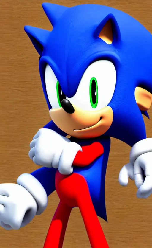 Image similar to a 3 d render of sonic hugging mario