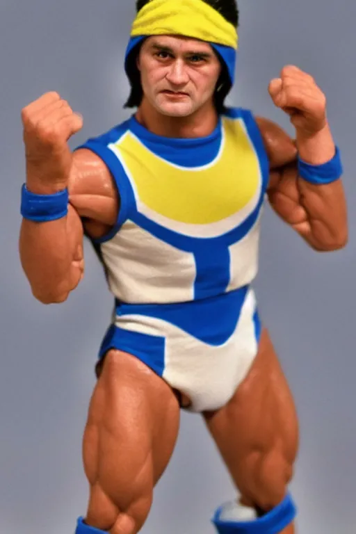 Image similar to volodymyr zelenskyy as a 1 9 8 0 s wrestling action figure