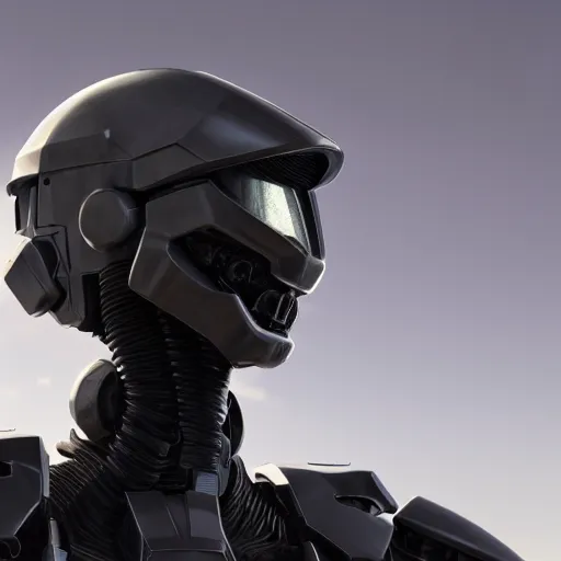 Image similar to sci-fi, helmet design, halo, duke-nuken, science-fiction, robot head, octane-render, cgi, blender, cinema-4d, maya, cgi, redshift