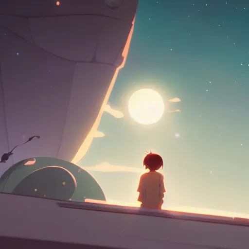 Image similar to you are my moon, who i need, to bring me light, cory loftis, james gilleard, atey ghailan, makoto shinkai, goro fujita, studio ghibli, rim light, exquisite lighting, clear focus, very coherent, plain background