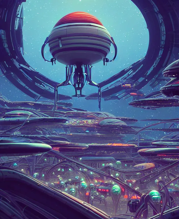 Image similar to simplicity, an amusement park made out of simple alien creatures, simple biological forms, internal organs, in the style of an asymmetrical spaceship, apocalyptic environment, by dan mumford, yusuke murata, makoto shinkai, ross tran, cinematic, unreal engine, cel shaded, featured on artstation, pixiv