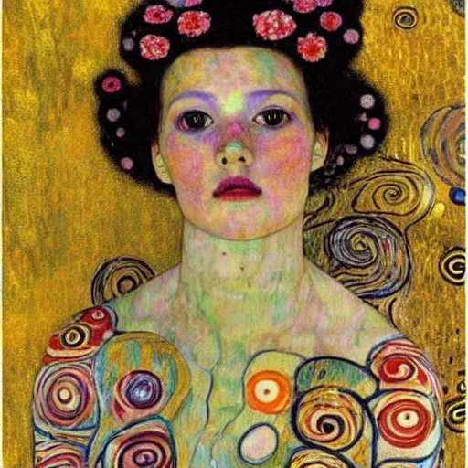 Image similar to pretty alien princess, gustav klimt