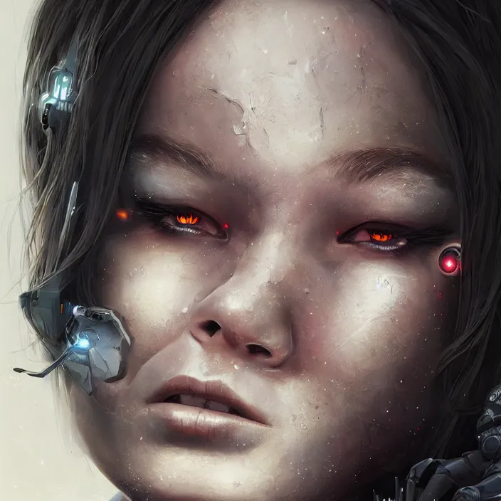 Image similar to cyborg bjork, portrait, highly detailed, digital painting, trending on artstation, concept art, sharp focus, illustration, art by artgerm and greg rutkowski and magali villeneuv