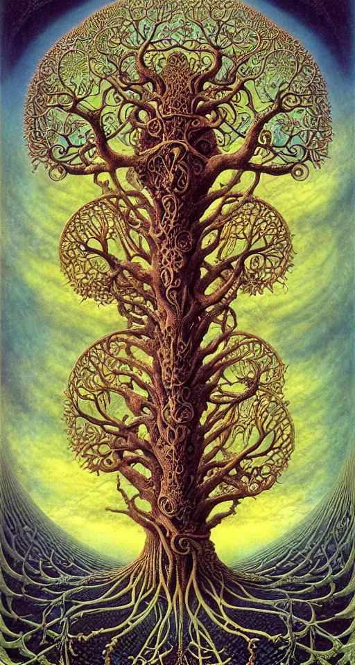 Image similar to tree of life by roger dean and andrew ferez, art forms of nature by ernst haeckel, divine chaos engine, symbolist, visionary, art nouveau, botanical fractal structures, organic, detailed, realistic, surreality