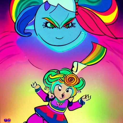 Image similar to Rainbow Brite fights Murky and Lurky