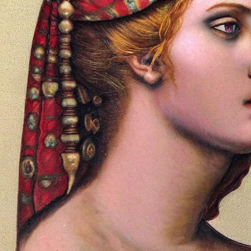 Prompt: amulet of helen of troy on a young beautiful woman neck, hyper realistic,