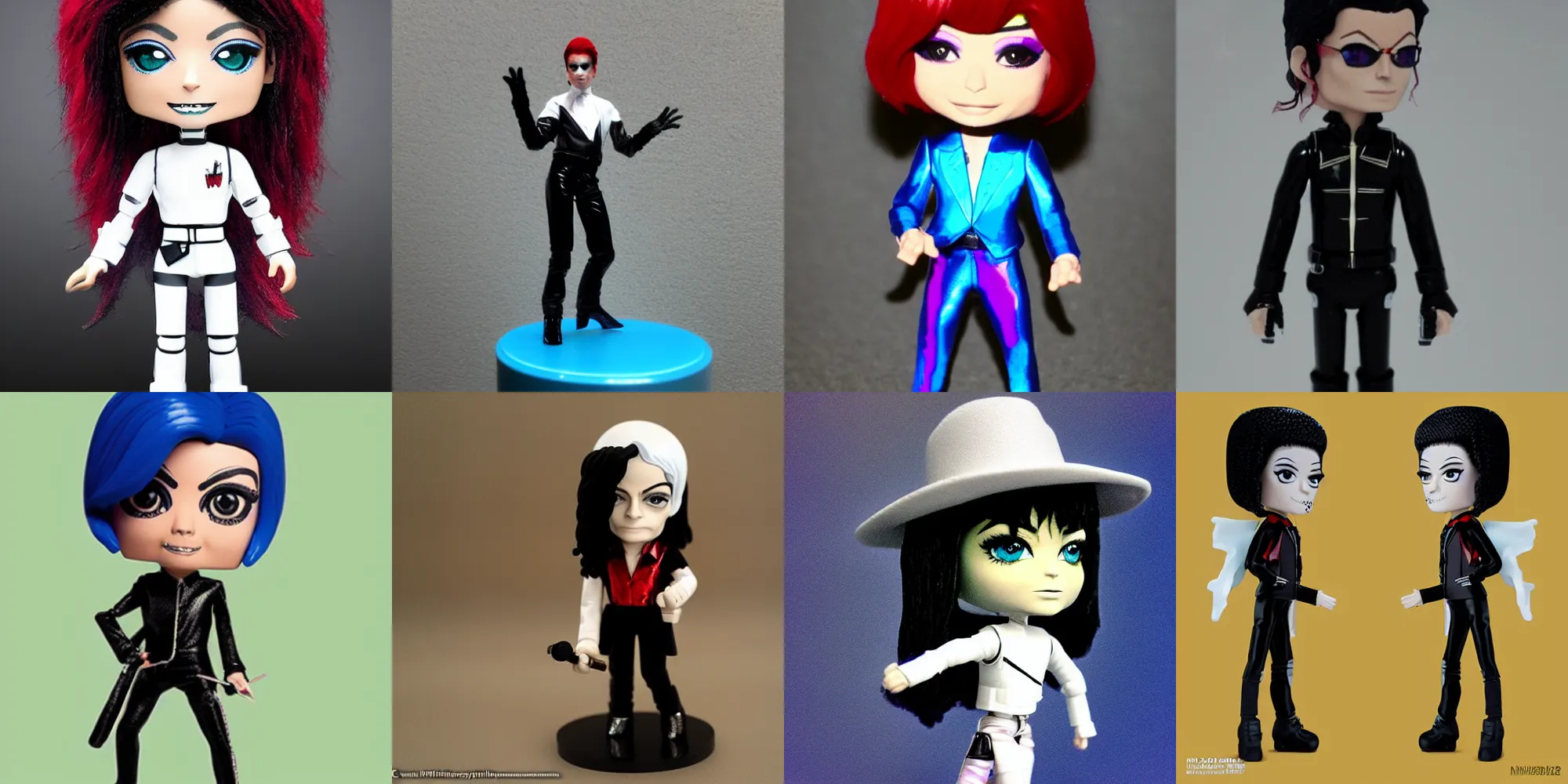 Prompt: iridescent, michael jackson cosplay billie jean, ( ( ( tilda swinton ) ) ), nendroid, butcher billy style