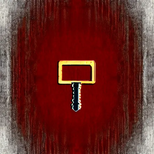 Image similar to a logo of a red key, abstract, digital art