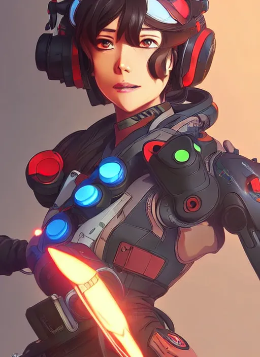 Image similar to Mechs in apex legends as an anime character digital illustration portrait design by Ross Tran, artgerm detailed, soft lighting