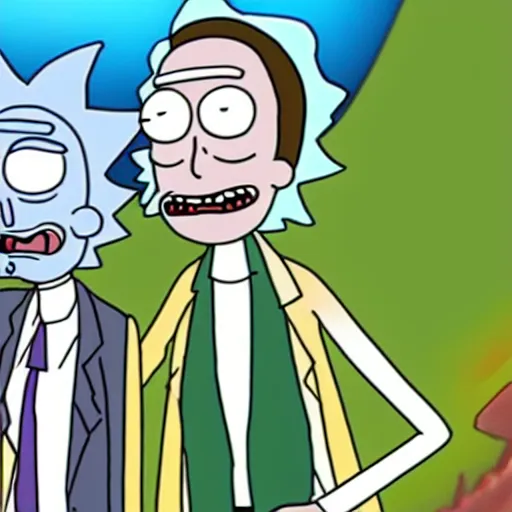 Prompt: photo of rick and morty
