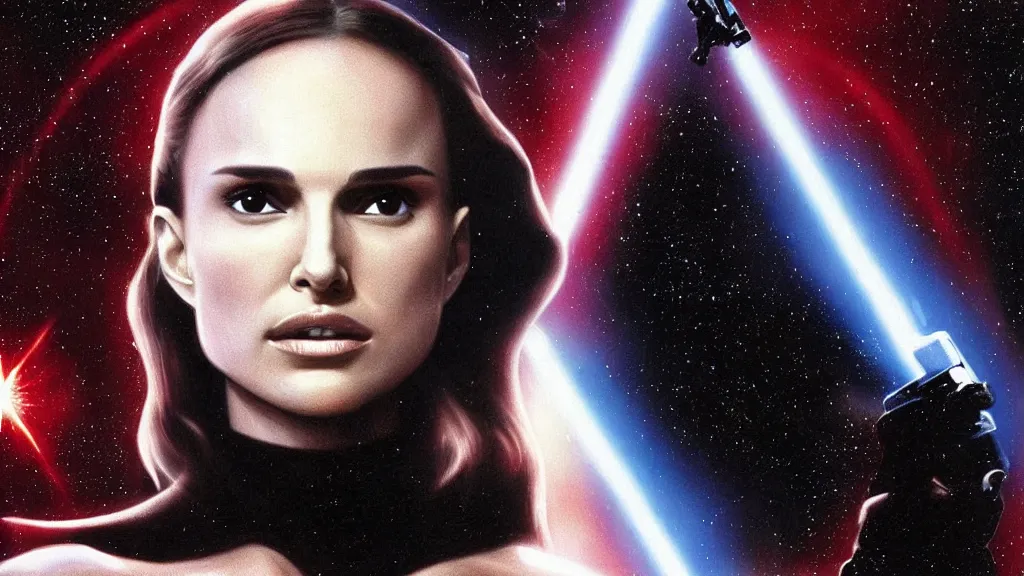 Image similar to natalie portman in star wars (1977), digital art