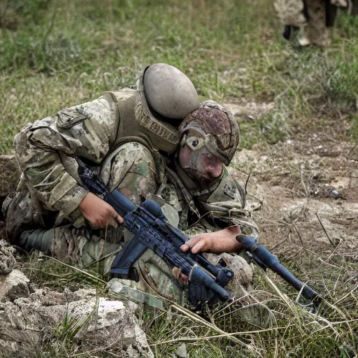 Prompt: medium - sized wild cat, caracal, big floppa with military forces doing war crimes in donbass, private military company, detailed, realism, real photo, wide angle photography, documentary, 8 k, matte print