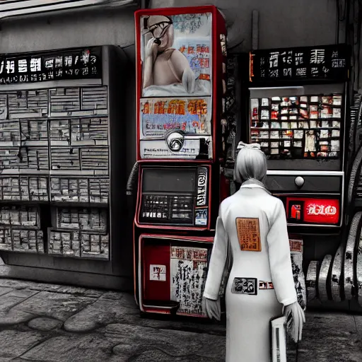 Image similar to a chinese woman at a gas station, 3 d models, metal gear solid, morrowind, portrait, street photography, by mario testino, davide sorrenti, jemal shabazz