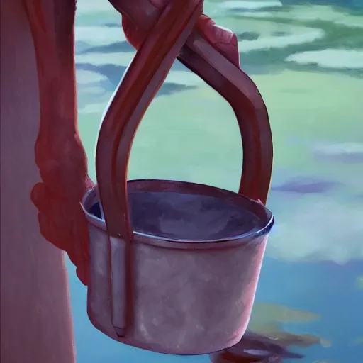 Image similar to a bucket with water, oil painting, ultradetailed, artstation, ultradetailed, digital painting, ultradetailed