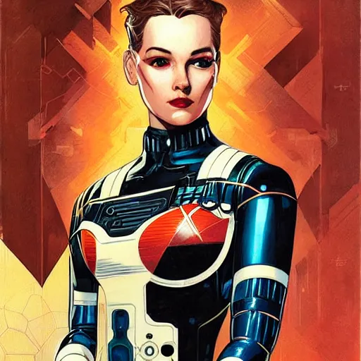 Image similar to portrait of a female android, by MARVEL comics and Joseph Christian Leyendecker and Sandra Chevrier