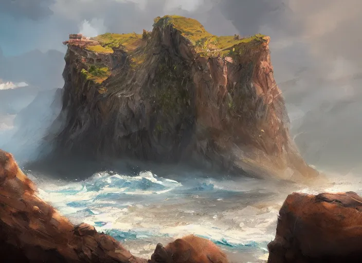 Prompt: concept art of cliffs, hard rocks, oil painting by jama jurabaev, extremely detailed, brush hard, artstation, for aaa game, high quality, brush stroke