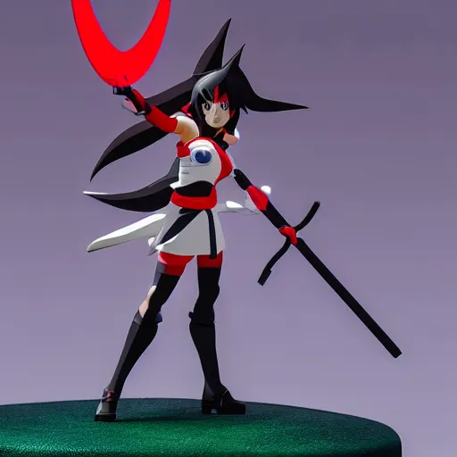 Prompt: ryuko, kill la kill character, 3 d printed on ender 3, made in light green pla, visible layer lines, inside workshop, intricate, photo shot on arriflex 3 5 ii, 1 5 0 mm, extreme detail, 4 k, bokeh soft, trending on instagram, realistic lighting, sharp focus, backlit