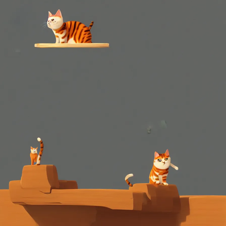 Image similar to a cat on top of a piece of wood, sailing down a river, art by Goro Fujita, ilustration, concept art, sharp focus, ArtStation, Deviantart