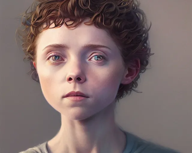 Image similar to highly detailed portrait of sophia lillis, in annihilation ( 2 0 1 8 ), stephen bliss, unreal engine, fantasy art by greg rutkowski, loish, rhads, ferdinand knab, makoto shinkai and lois van baarle, ilya kuvshinov, rossdraws, tom bagshaw, global illumination, radiant light, detailed and intricate environment