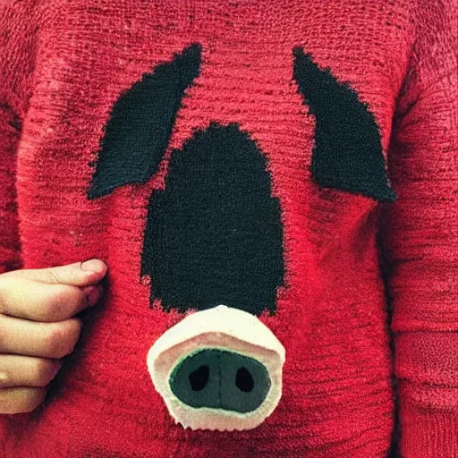 Image similar to “ a pig in a red sweater ”