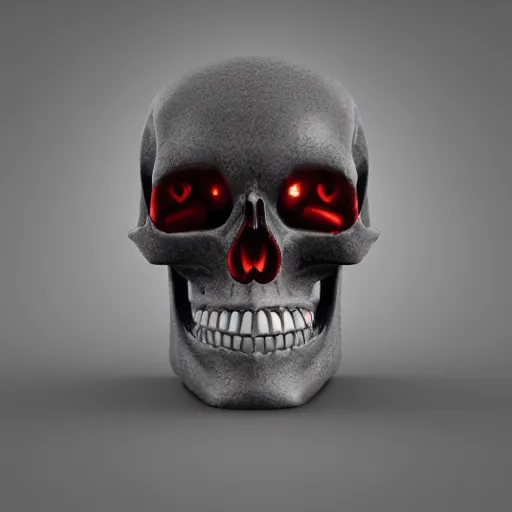 Prompt: square skull, 3D Render, Unreal Engine