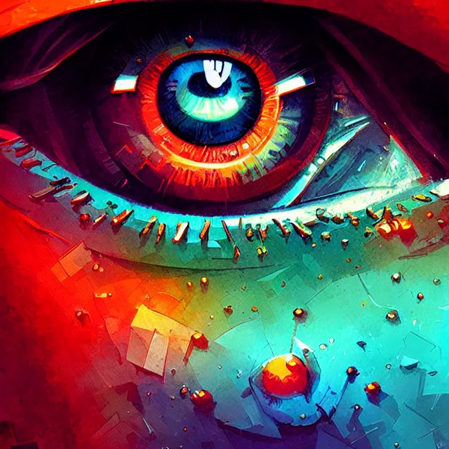 Image similar to microscopic view of the human eye, illuminati eye, colorful, sharp and focus, ultra detailed, beautifully lit, in the art style of marc simonetti