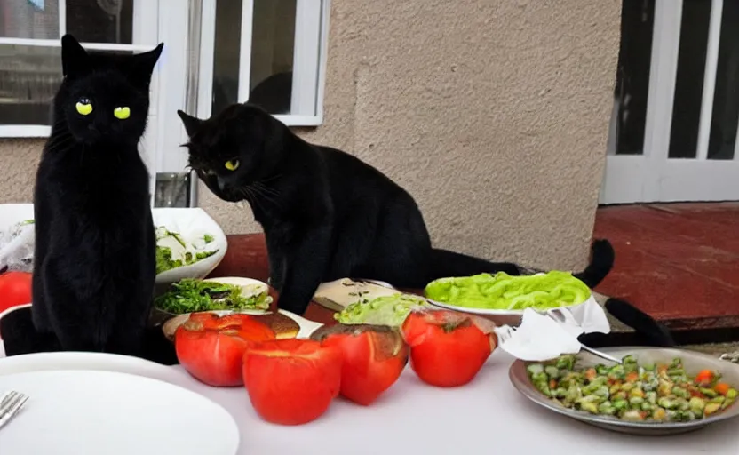 Image similar to a small black cat sitting at the food of god