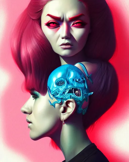 Image similar to richly detailed color illustration of a a-random-bad-day illustrated by Artgerm and Mina Petrovic and Timothy Kong and Marina Federovna. 3D shadowing