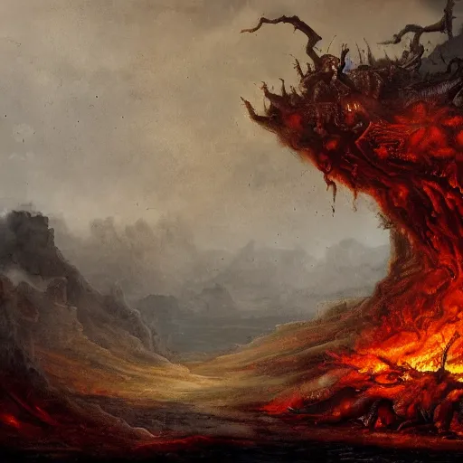 Prompt: a landscape in hell