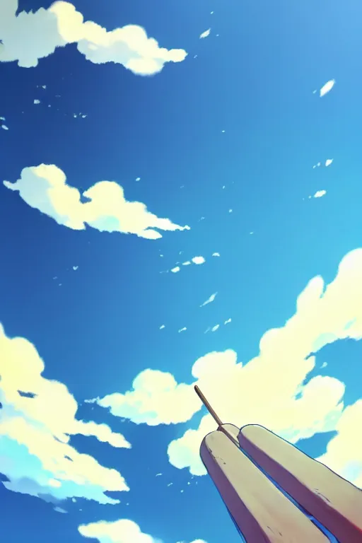 Prompt: a giant!!!! popsicle, with clouds INSIDE THE POPSICLE, blue sky, low angle, cinematic, makoto shinkai