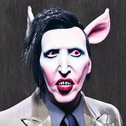 Prompt: marilyn manson as a pig