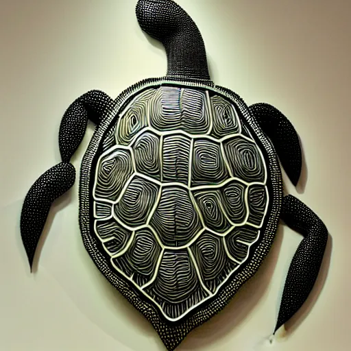 Image similar to artistic wire sculpture of a turtle highly detailed museum piece