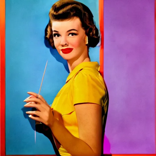 Image similar to a woman in a 1950s technicolor movie