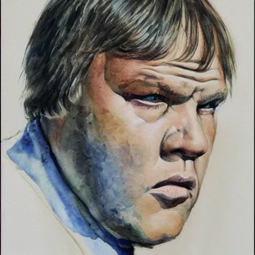 Image similar to watercolor portrait of joe don baker from mitchell ( 1 9 7 5 ), highly detailed, centered