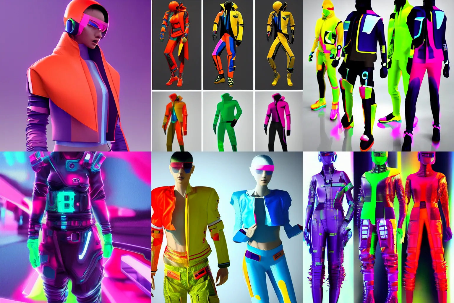 Prompt: futuristic clothes bright colours, good colour scheme, cyberpunk, featured on artstation, 4k, realistic