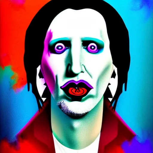 Image similar to an extremely psychedelic portrait of marilyn manson as andy warhol, surreal, lsd, face, detailed, intricate, elegant, lithe, highly detailed, digital painting, artstation, concept art, smooth, sharp focus, illustration