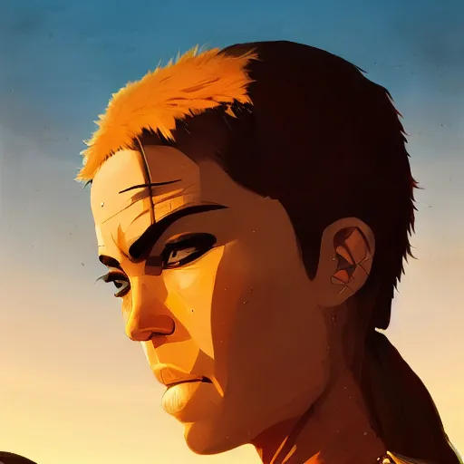 Image similar to face icon stylized minimalist mad max : fury road, loftis, cory behance hd by jesper ejsing, by rhads, makoto shinkai and lois van baarle, ilya kuvshinov, rossdraws global illumination