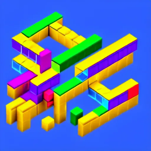 Prompt: 3D Tetris Isometric View