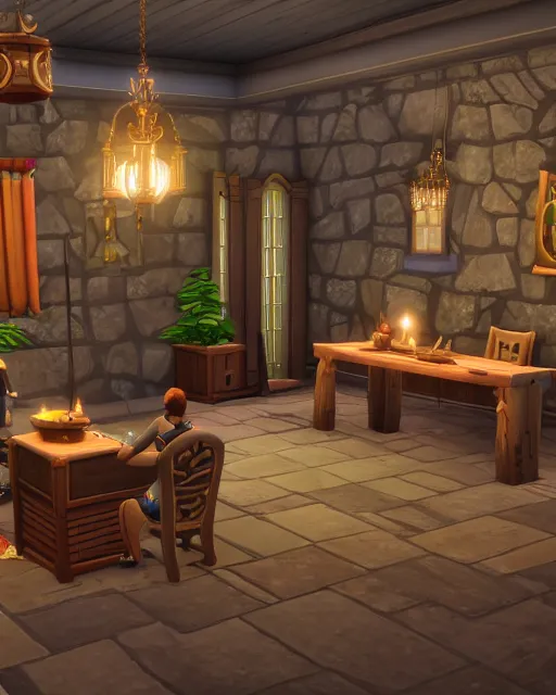 Image similar to sims 4 medieval home, lilsimsie, behance contest winner, 4 k, 8 k, lush lighting, beautiful volumetric atmosphere